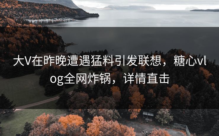 大V在昨晚遭遇猛料引发联想，糖心vlog全网炸锅，详情直击