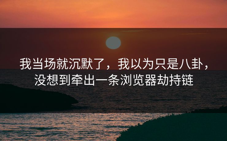 我当场就沉默了，我以为只是八卦，没想到牵出一条浏览器劫持链