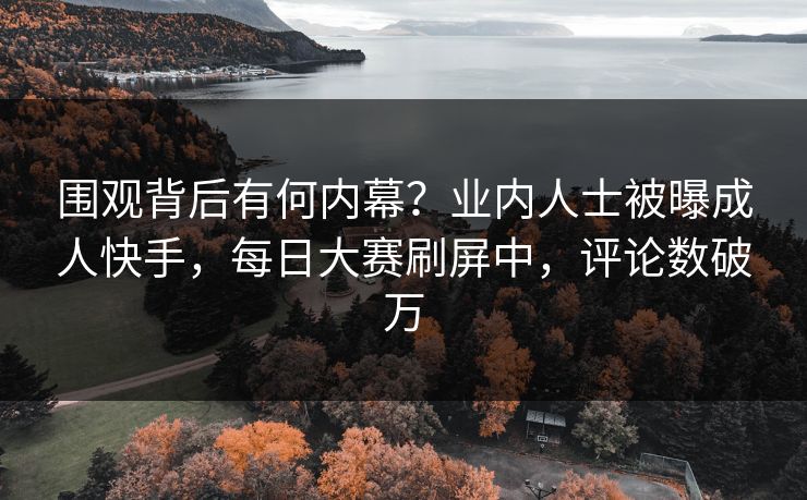 围观背后有何内幕？业内人士被曝成人快手，每日大赛刷屏中，评论数破万